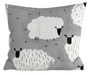 Polipamut párnahuzat WHITE SHEEPS 45x45 cm, szürke