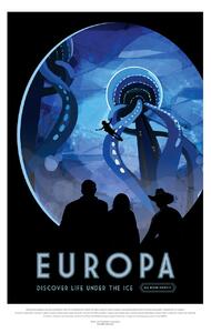 Illusztráció Europa (Retro Planet & Moon Poster) - Space Series (NASA), (26.7 x 40 cm)