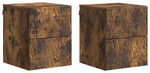 Fali éjjeli szekrény 2 pcs Füstös Tölgy 34,5 x 33 x 40 cm