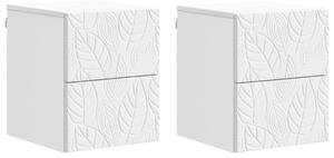 Fali éjjeli szekrény 2 pcs Fehér 34,5 x 33 x 40 cm Szerelt Fa