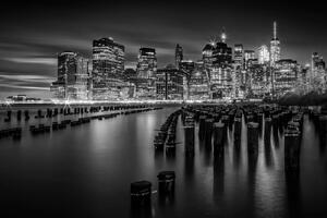 Művészeti fotózás Manhattan Skyline at Sunset | Monochrome, Melanie Viola, (40 x 26.7 cm)