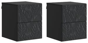 Fali éjjeli szekrény 2 pcs Fekete 34,5 x 33 x 40 cm Szerelt Fa