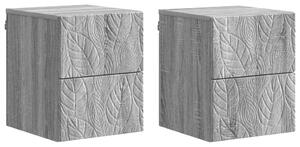 Fali éjjeli szekrény 2 pcs Szürke Sonoma 34,5 x 33 x 40 cm