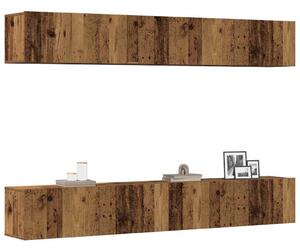 4 db falra szerelhető TV-szekrény szett régi fa 100 x 30 x 30 cm