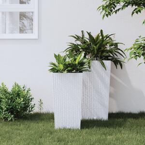 Kivehető belsővel rendelkező fehér virágtartó 11/26,5 l PP rattan