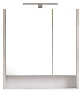 Piramida AKVA Tükrös fürdőszobai szekrény - 2 ajtós kivitel - LED - FEHÉR-SZÜRKE - 65 x 69 cm