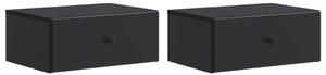 Fali éjjeli szekrény 2 pcs Fekete 49 x 34,5 x 20 cm Szerelt Fa