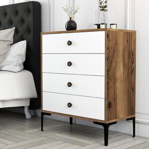 Lizbon komód, dió-fehér, 76 cm – TR845HCT1202