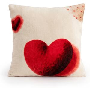 Kétoldalas párnahuzat DUO SENSE HEARTELLE 45x45 cm mikroplüss/flanel, krém színű