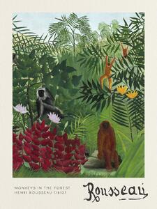 Reprodukció Monkeys in the Forest - Henri Rousseau, (30 x 40 cm)