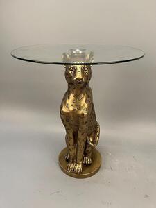 Lerakóasztal, leopárd, üveg lappal, bronz - LEO