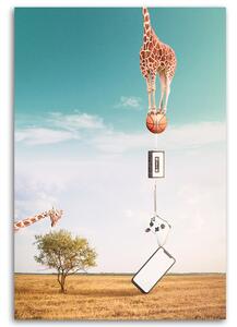Gario Vászonkép Zsiráf, labda és elektronika - Bryantama Art Méret: 40 x 60 cm