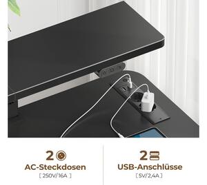 Rolanstar elektromosan állítható íróasztal LED világítással – fekete