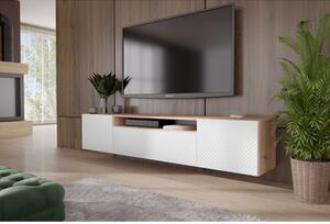 Függesztett TV asztal RTV Neo 200 cm Artisan tölgy / Fehér