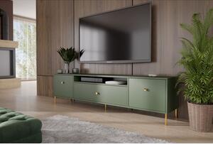 TV asztal RTV Mell 180 cm - arany lábak Zöld