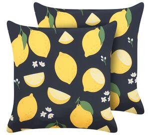 2 db díszpárna CITRUS 45 x 45 cm Fekete Növénymintás