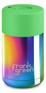 Frank Green CERAMIC CUP Rainbow-neon green hőtartó kávés utazó pohár nyomógombos kupakkal