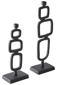Gyertyatartó kétdarabos szettben SIPANJE Fém 35/48 cm Fekete