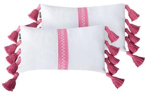 2 db díszpárna LOVELY Pamut 30 x 50 cm Fehér Rózsaszín