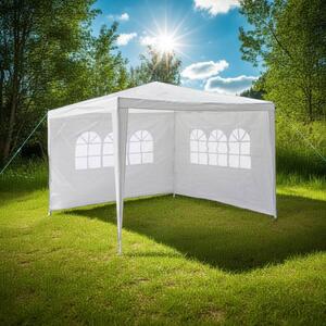 Party sátor 3×3 m PE 2 oldal ablak fogantyú rendszer fehér