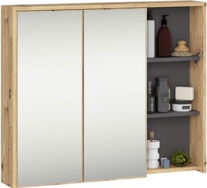 AKORD VAMI W90 Tükrös Fürdőszobai Fali Szekrény Artisan Tölgy-Szürke