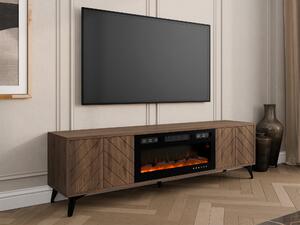 TV-állvány Comfivo Citrus II, Edzett üveg, Közepes sűrűségű farostlemez, Laminált forgácslap, 53x184x40cm, Dió