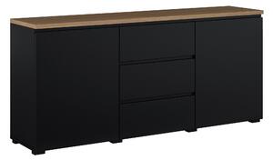 Komód Baletu 106, Laminált forgácslap, 68x150x35cm, Fekete, Tölgy