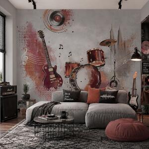 Fotótapéta Hangszerek meleg bordó árnyalatokban, Fotótapéta egyedi, w05546v1 : Uwalls.hu