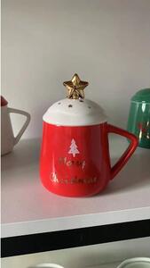 Merry Christmas piros-fehér porcelán karácsonyi bögre, 370 ml - Villa d'Este