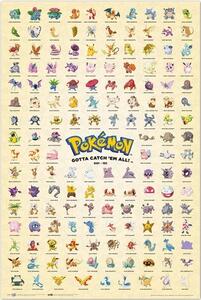 Plakát Pokemon - Kanto First Generation, (61 x 91.5 cm)