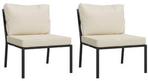 2 db acél kerti szék homokszínű párnákkal 60 x 74 x 79 cm