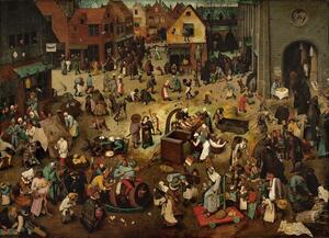 Pieter the Elder Bruegel - Festmény reprodukció Fight between Carnival and Lent, 1559, (40 x 30 cm)