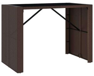 Barna polyrattan kerti asztal üveglappal 145 x 80 x 110 cm