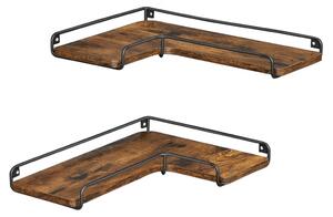 2 darabos sarok fali polc, rusztikus barna 40x29x4cm
