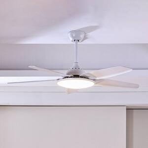 Lucande LED mennyezeti ventilátor Divian, fehér, DC, csendes, CCT, Fehér / opál, Nappali / Étkező, fém, Modern