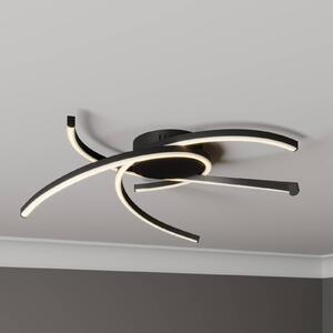 Lindby Katris LED mennyezeti lámpa, 58 cm, fekete, dimmelhető, Fekete, Nappali / Étkező, Alumínium, Modern
