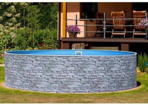 Azuro Stone 5,0 m átmérőjű 1,2 m mély medence Lagoon kék fóliával, szkimmer kiképzéssel
