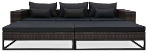 5 részes szürke polyrattan kerti bútorszett párnákkal