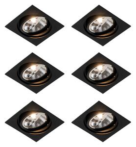 6 db beépíthető, állítható, fekete szögletes spotlámpa szett - Chuck 111