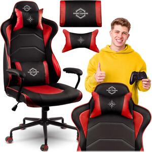 Sofotel Katarina Gamerszék, állítható ülésmagasság, két párnával, 123x64,5cm, 120kg - Fekete, Piros
