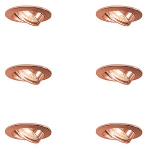 6 darabos, kerek, süllyesztett, dönthető réz spotlámpa szett - Edu