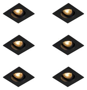 6 darabos modern, süllyesztett spotlámpa készlet fekete 9,3 cm-es, forgatható és dönthető - Chuck