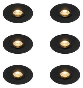 6 db Modern süllyesztett folt fekete 12 cm - Buco