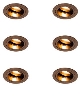 6 darabos süllyesztett spotlámpa szett sötét bronz kerek állítható - Chuck