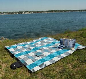 Piknik takaró kockás mintával 200 x 200 cm - kék