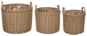Háromdarabos virágcserép szett PENDULA Szintetikus rattan 33/37/45 cm Természetes
