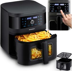 Air Fryer forrólevegős sütő, Berdsen BD-661, 8 l, fekete, olaj nélküli sütés, érintőkijelzős, 12 programos, ablakos kosár, LED világítás, 1700 W