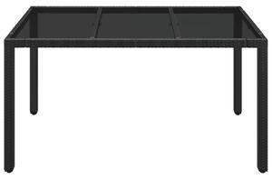 VidaXL fekete polyrattan üveglapos kerti asztal 150 x 90 x 75 cm