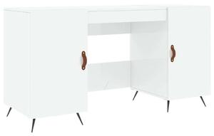Modern Fehér Fa Íróasztal Tárolóval - 140x50x75 cm