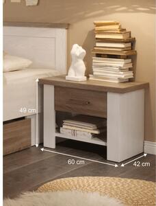 Hálószoba bútor készlet (ágy, 2 éjjeliszekrény, szekrény), pínia fehér| tölgy sonoma trufla, LUMERA